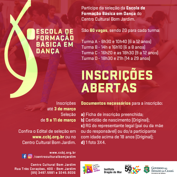 Flyer Inscricoes ESCOLA DE DANCA