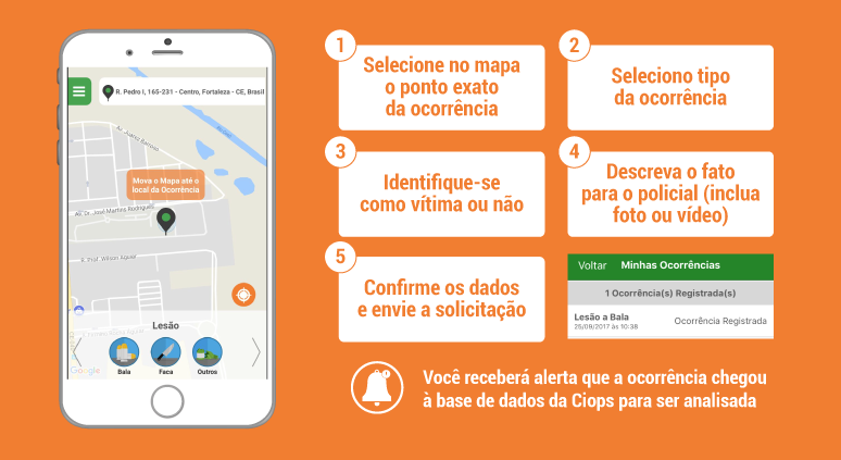 Nos primeiros sete dias de funcionamento da ferramenta virtual, mais de 150 ocorrências foram registradas pela Ciops através de solicitações feitas por celular