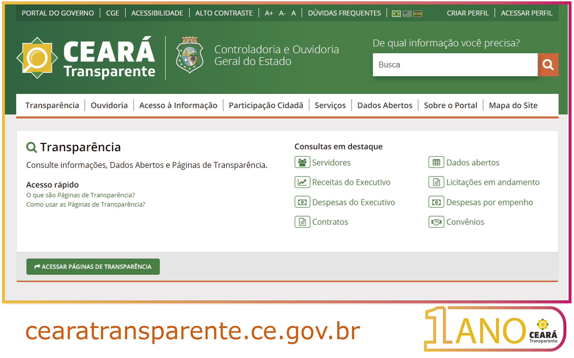 imagem da tela de acesso do ceará transparente