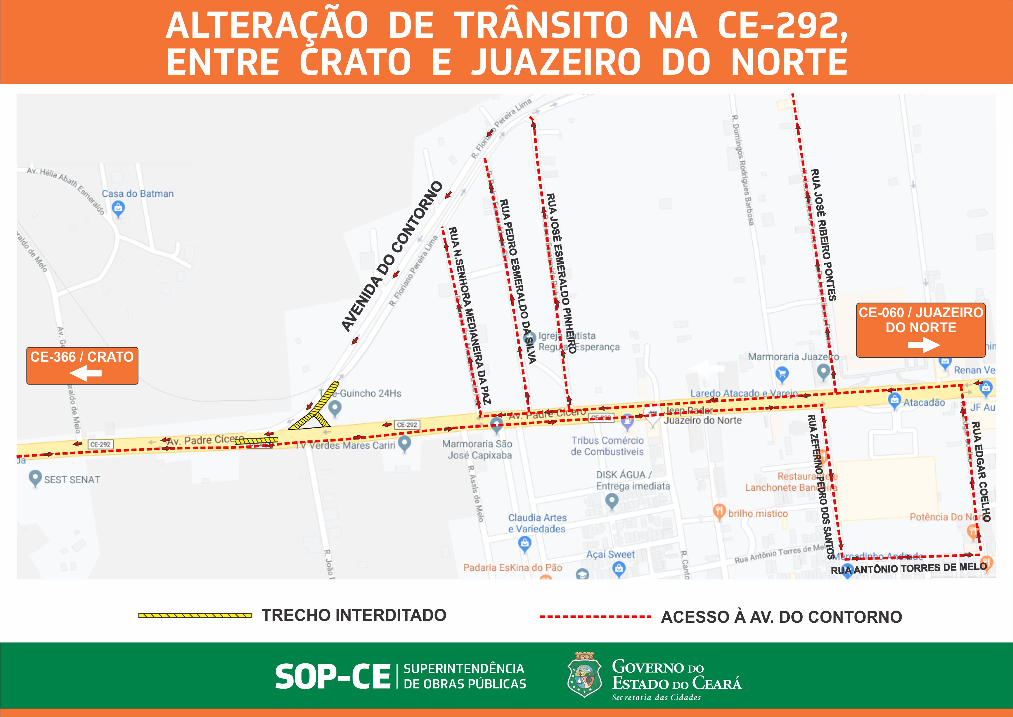 Trecho interditado próximo ao Anel Viário do Cariri