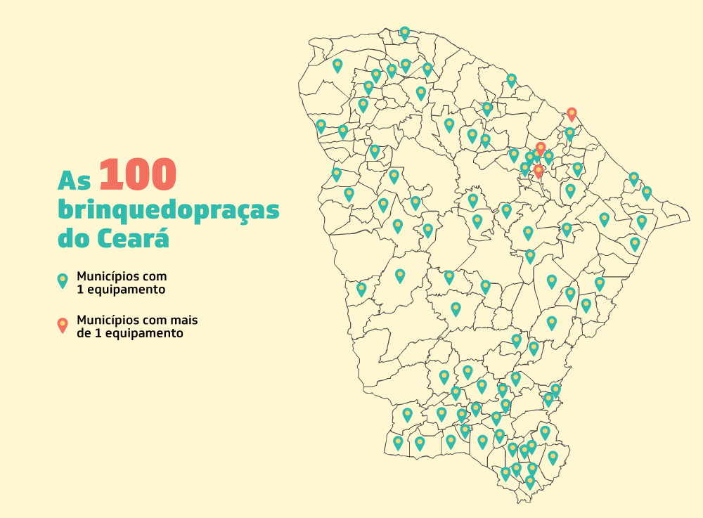Mapa das brinquedopraças no Ceará
