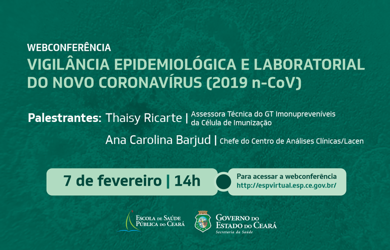 Banner da Webconferência Vigilância epidemiológica e laboratorial do novo coronavírus