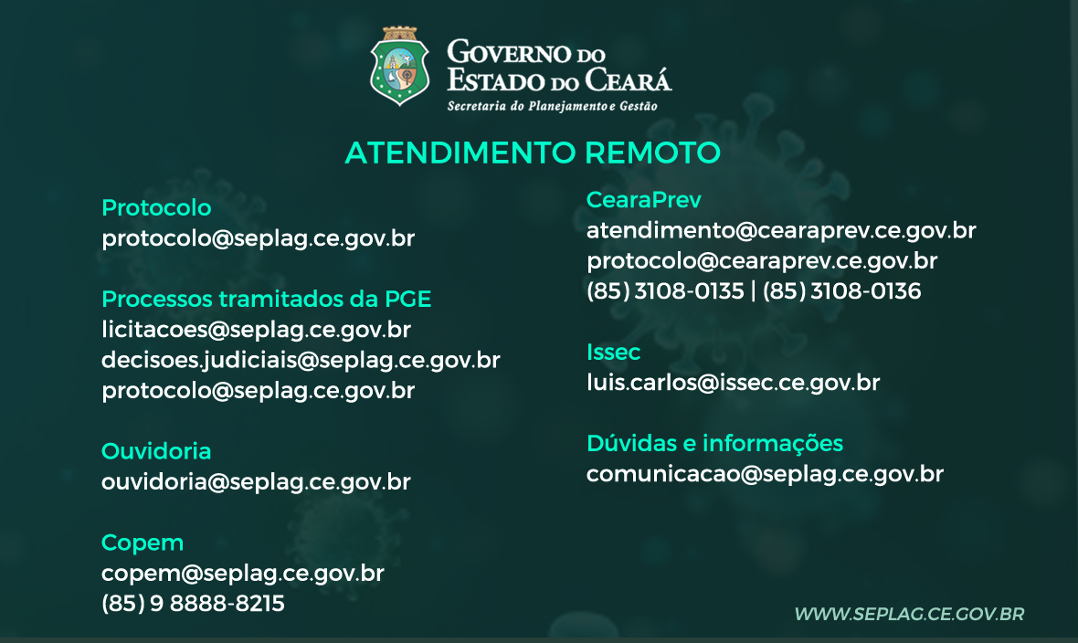 Seplag disponibiliza canais de comunicação para atendimento remoto