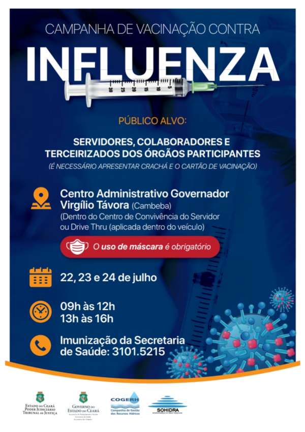 Campanha de vacinação contra a gripe atenderá servidores do Cambeba