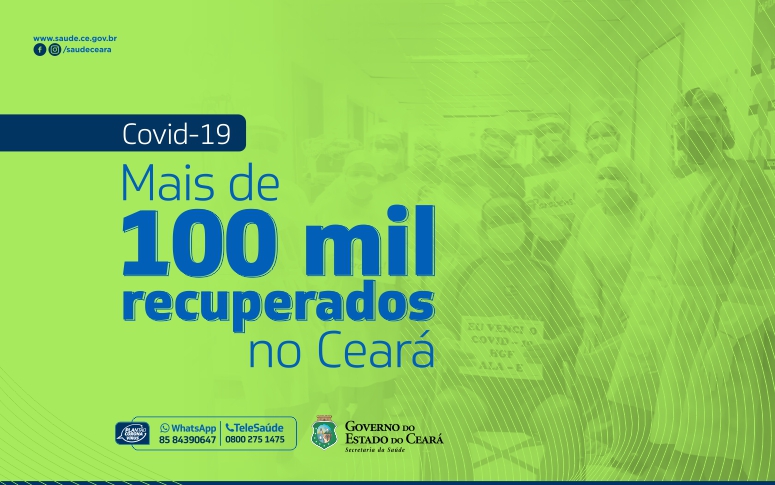 Banner de mais de 100 mil pacientes recuperados de coronavírus