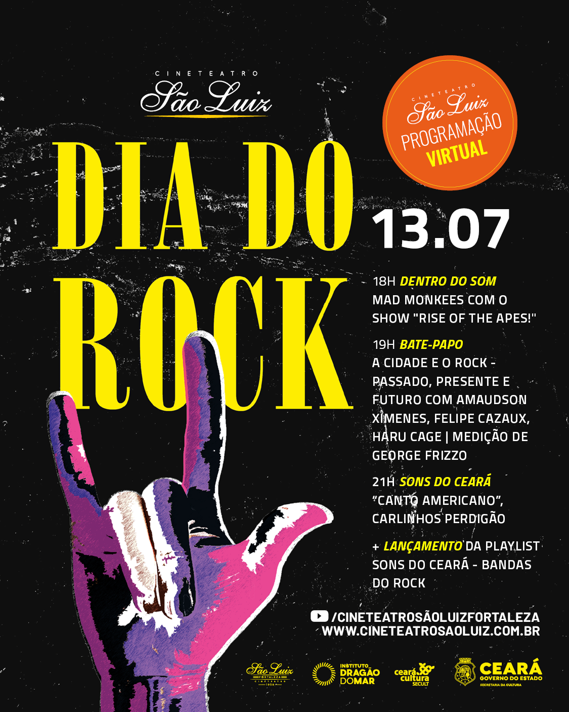 Cineteatro São Luiz celebra o Dia do Rock com show virtual da